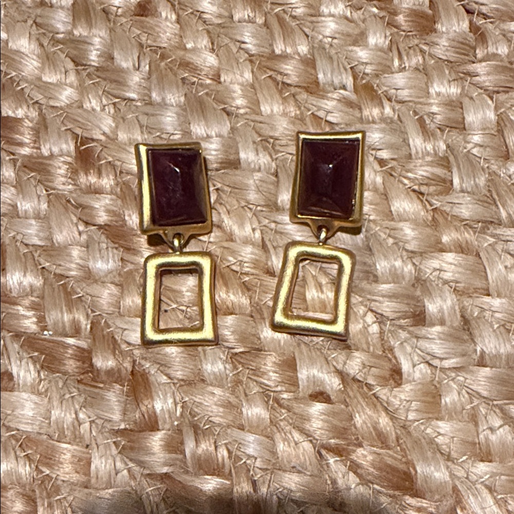 Elegant Gold and Brown Geometric Earrings